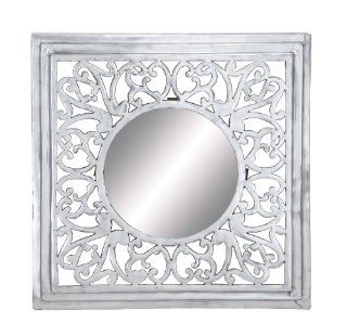 Beautiful Circle Wall Mirror Square Frame Accent Dcor 27445   Wall Mounted Mirrors