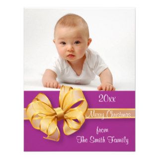 Gold and Pink Photo Christmas Card