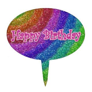 Glitters Rainbow Happy Birthday Cake Topper
