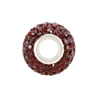 Sterling Silver Kera Garnet Crystal Pave Bead: Bead Charms: Jewelry