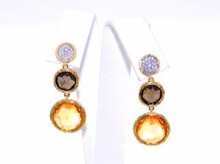 14K Yellow Gold Gem Stone Hanging Earrings: Jewelry