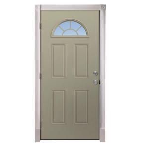 JELD WEN Fan Lite Painted Steel Entry Door with Brickmould THDJW184500024