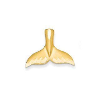 Satin And Diamond cut Whale Tail Slide In 14 Karat Yellow Gold Jewelry