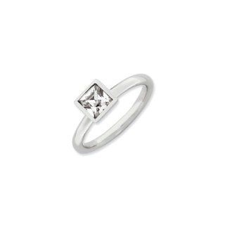 Swarovski Crystal Sterling Silver Stackable Ring: Jewelry