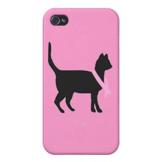 51b88 black cat pink ribbon breast cancer causes iPhone 4 cases