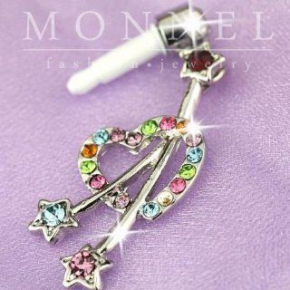 ip571 Cute Precious Valentine Gift Crystal Heart Anti Dust Plug Cover Charm For iPhone 4 4S Galaxy: Cell Phones & Accessories