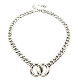 New Celebrity Style CONNECTED RING Piece 16" Link Chain Fashion Necklace N1916R: Pendant Necklaces: Jewelry