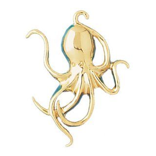 14K Yellow Gold Octopus Pendant: Jewelry