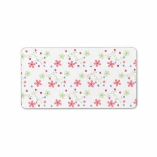 Cute Pink And Green Floral Pattern Address Label