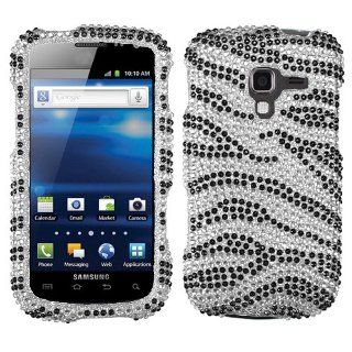 Samsung Galaxy Exhilarate i577 and i 577 Cell Phone High Quality Diamante Full Crystals Diamonds Bling Protective Case Cover Black and Silver Zebra Animal Skin Stripes Design Cell Phones & Accessories