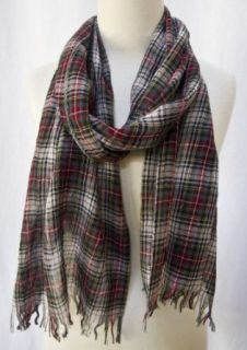 Plaid Check Lightweight Wool Muffler Scarf Shawl Red Green Black White at  Mens Clothing store
