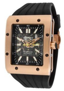 Rotary Men's Automatic Partially See Through Dial Rose Gold Tone/Black Ip Case Black Rubber: Watches