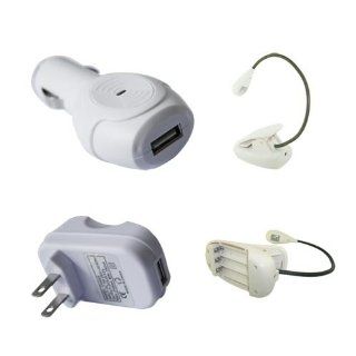 White Car Charger + Wall Home Charger + Ebook reading Light for Dell Streak 7 By Skque: Cell Phones & Accessories