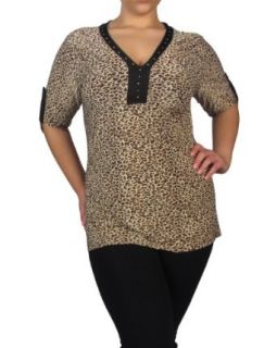 599fashion Plus size v neck 3/4 sleeve animal print top at  Womens Clothing store