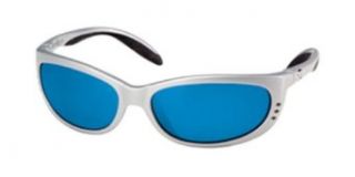 Costa Del Mar Fathom 580 Glass Mirror Lens sunglasses Silver with Blue Mirror lenses: Clothing