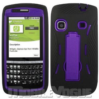 Reiko SLCPC06 SAMM580BKPP Premium Durable Hybrid Combo Case with Kickstand for Samsung Replenish (M580)   1 Pack   Retail Packaging   Black/Purple: Cell Phones & Accessories