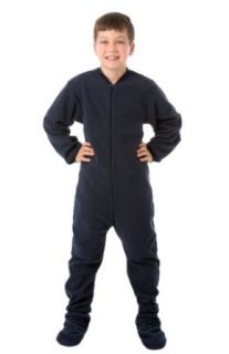 Big Feet Pjs Junior Navy (602) Fleece Footed Pajamas: Clothing