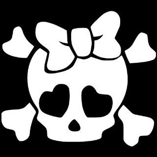 GIRLIE CUTE SKULL 5" (color: WHITE) Vinyl Decal Window Sticker for Cars, Trucks, Windows, Walls, Laptops, and other stuff.: Everything Else