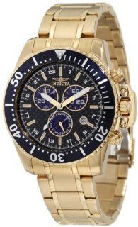 Invicta Men's 11288 Pro Diver Chronograph Black Carbon Fiber Dial 18k Gold Ion Plated Stainless Steel Watch: Invicta: Watches