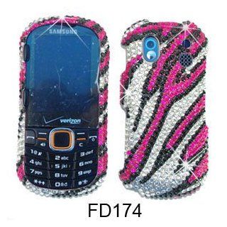 CELL PHONE CASE COVER FOR SAMSUNG INTENSITY II 2 U460 RHINESTONES WHITE ZEBRA ON PINK: Cell Phones & Accessories
