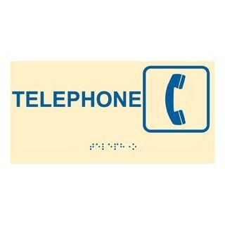 ADA Telephone With Symbol Braille Sign RSME 590 SYM BLUonIvory  Business And Store Signs 