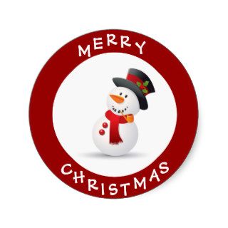 Cute Merry Christmas Cartoon Snowman Stickers