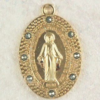 St. Saint Sterling Silver St. Saint Saint Miraculous Medal, Virgin Saint Mary, Immaculate Conception Medal Virgin Mary Pendant Necklace Medal J590 18" Chain & Box 1" X 5/8": Jewelry