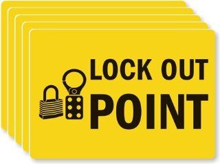 Lockout Point, Laminated Vinyl Labels, 5 Labels / Pack, 5" x 3.5": Office Products