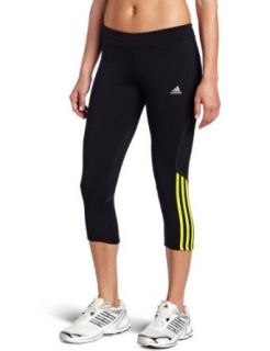 adidas Women's Response Drei Streifen Three quarter Tight, Black/Lab Lime, XX Small  Running Compression Tights  Sports & Outdoors