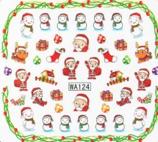 YIMEI 2012 Merry christmas holiday Santa Claus Snowman gifts house and ball design water transfer nail decals stickers : Beauty