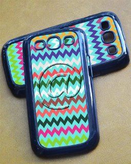 Samsung Galaxy S3 Phone Case Colorful Chevron Pattern Blue (Hard Plastic   Black): Cell Phones & Accessories