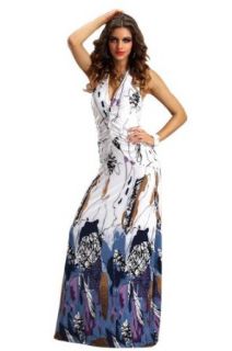 Amour Women's Ruched Floral Print Party Long Maxi Dress at  Womens Clothing store