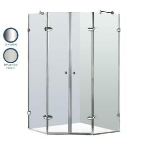 Vigo 45 5/8 in. x 45 5/8 in. x 73 in. Neo Angle Shower Enclosure in Brushed Nickel with Clear Glass VG6063BNCL47