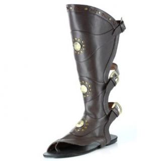 MENS SIZING Warrior Costume Boots With Bronze Detail Knee High With Open Shaft Size: Small: Clothing