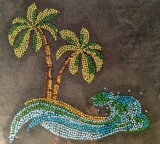 Palm Tree in the sea Rhinestone Transfer Iron On Hot Fix Motif Bling Applique   DIY: Everything Else