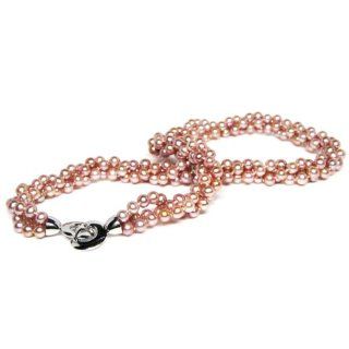 {Limited Edition} HinsonGayle AAA Handpicked 3 Strand Ultra Luster Naturally Pink Cultured Freshwater Pearl Torsade Necklace (Boho Collection, Sterling Silver): HinsonGayle: Jewelry