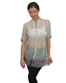 599fashion Sheer tunic blouse w/floral print at  Womens Clothing store