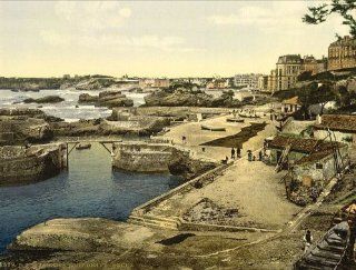 Vintage Travel Poster   Fishing harbor Biarritz Pyrenees France 24 X 18.5   Prints