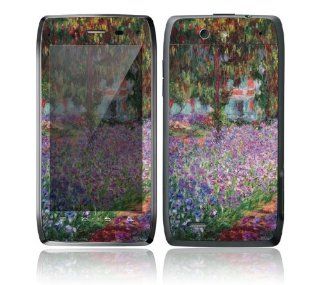Motorola Droid 4 Decal Phone Skin Decorative Sticker w/ Matching Wallpaper   Irises in the Artist's Garden: Cell Phones & Accessories