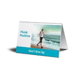 Accuform Signs PAT602 Plastic Tent Style Tabletop Sign, Legend "THINK POSITIVE. DON'T GIVE UP", 5" Width x 3 1/2" Height, Blue on White: Industrial Warning Signs: Industrial & Scientific
