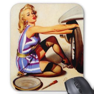 Damsel In Distress Pin Up Girl ~ Retro Art Mouse Pads