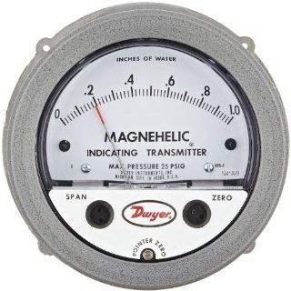 Dwyer Magnehelic Series 605 Differential Pressure Indicating Transmitter, 0 1.0"WC Range: Mechanical Component Equipment Cases: Industrial & Scientific