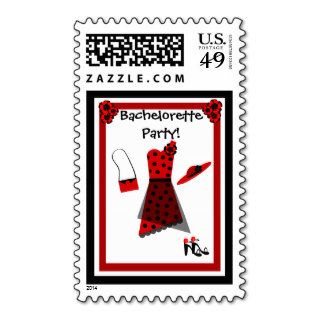 Red /Black Dress Bachelorette Party Postage Stamps