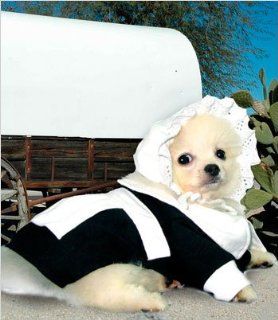Pilgrim Girl Costume for Dogs   Size 5 (14" l x 18.5"   20.5" g) : Pet Costumes : Pet Supplies
