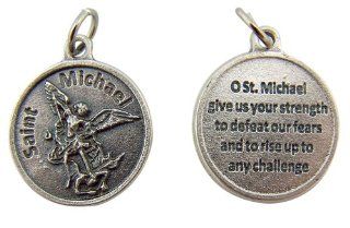 Catholic Keepsake Gift 3/4" Dia Archangel Saint St Michael with Prayer Proection Medal Pendant Charm: Jewelry