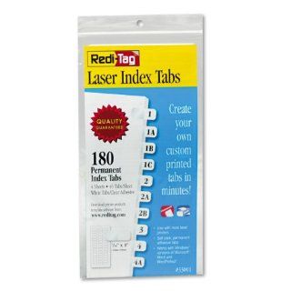 Redi Tag Laser Printable Index Tabs, Permanent Adhesive, 7/16 x 1 Inches, 180 Tabs per Pack, White (33001) : Office Products