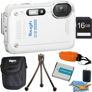 Olympus Stylus TG 630 iHS Digital Camera with 5x Optical Zoom and 3 Inch LCD (White) Plus 16GB Memory Kit. Kit Includes 16GB Memory Card, Replacement Lithium Battery, Flexible Mini Table top Tripod, Deluxe Carrying Case, Floating Wrist Strap, and 3pc. Le :