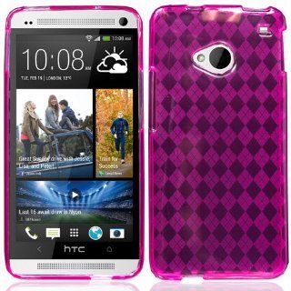 Hot Pink Checker Tpu Soft Skin Cover Case for Htc One M7 by ApexGears: Cell Phones & Accessories