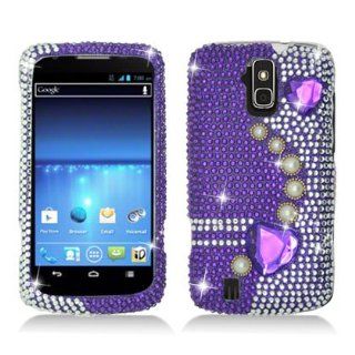 Aimo ZTEN9100PCLDI638 Dazzling Diamond Bling Case for ZTE Force N9100   Retail Packaging   Pearl Purple: Cell Phones & Accessories