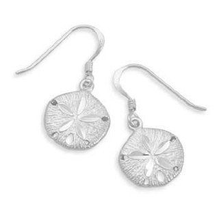 Sterling Silver Diamond Cut Sand Dollar French Wire Earrings: Vishal Jewelry: Jewelry